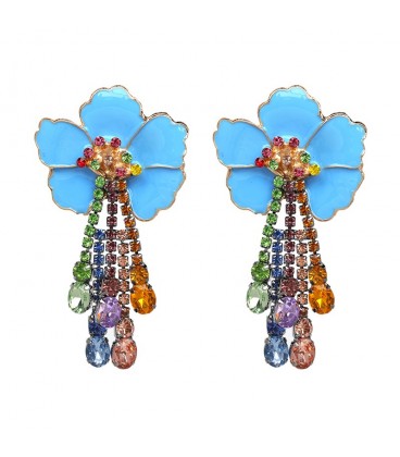 Blue Princess Flower Earrings