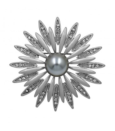 Silver Sun Flower Brooch