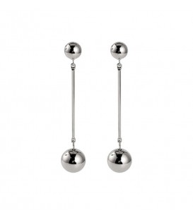 Geometric Silver Ball Dangle Earrings
