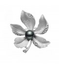 Elegant Leaf Pearl Brooch