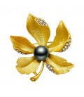 Elegant Leaf Pearl Brooch