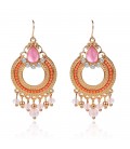 18k Gold Plated Light Pink Clear Beads Crystal Earrings