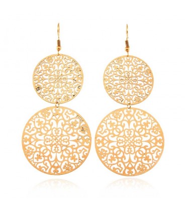 Vintage Style 18K Gold Plated Shiny Filigree Earrings