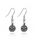 Antique Carved Silver Ball Hollow Earrings