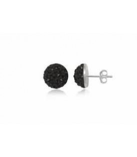 Black Crystal Button Earrings