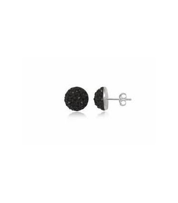 Black Crystal Button Earrings