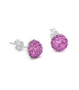 Purple Crystal Button Earrings
