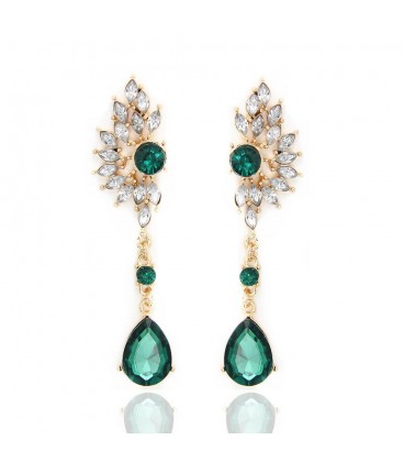 Angel Wing Red/Green Austrian Crystal Drop Earrings