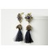 Blue Crystal Long Tassel Earrings