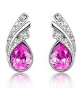 Austrian Crystal and Rhinestone Leaf Stud Earrings