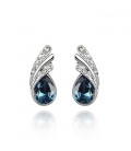Austrian Crystal and Rhinestone Leaf Stud Earrings