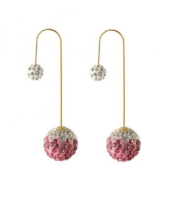 Gold Plated Double Sided Long Crystal Earrings
