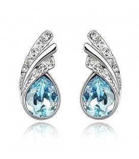 Austrian Crystal and Rhinestone Leaf Stud Earrings