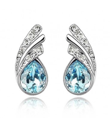 Austrian Crystal and Rhinestone Leaf Stud Earrings
