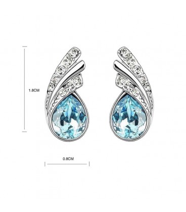 Austrian Crystal and Rhinestone Leaf Stud Earrings